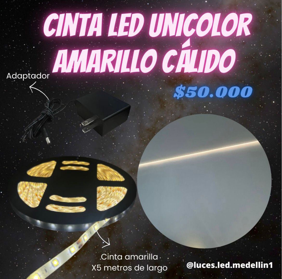 Cinta Led Amarillo Cálido