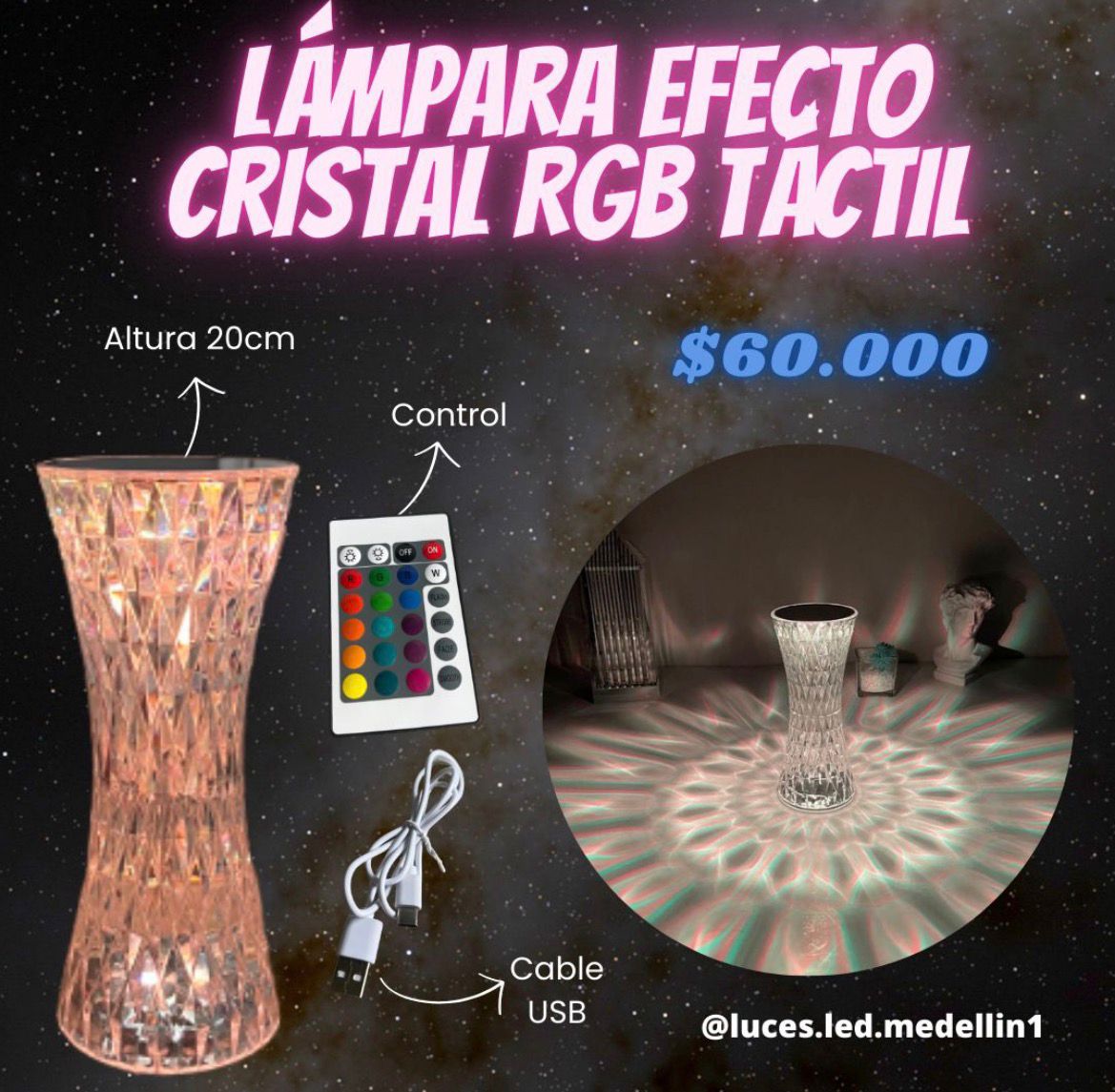Lámpara Cristal Táctil
